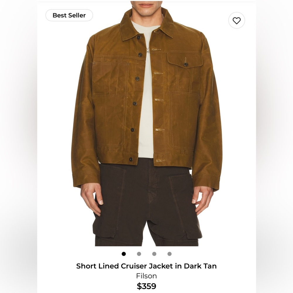 Filson Dark Tan Short Lined Cruiser Jacket